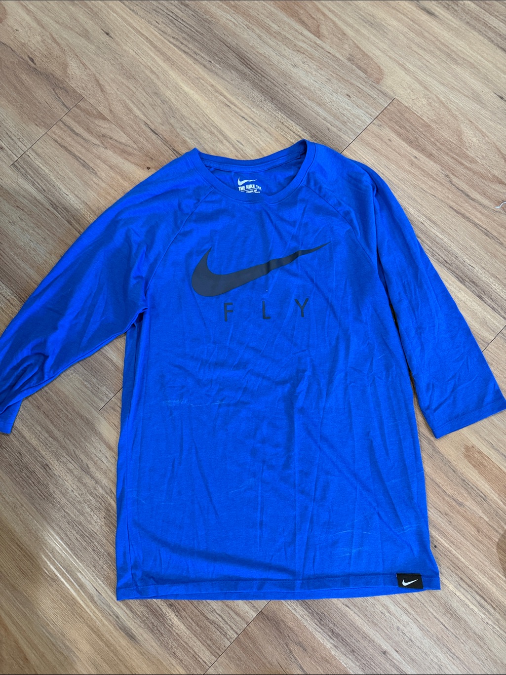 Nike Royal Blue Long Sleeve Tee With Black Swoosh 'Fly'